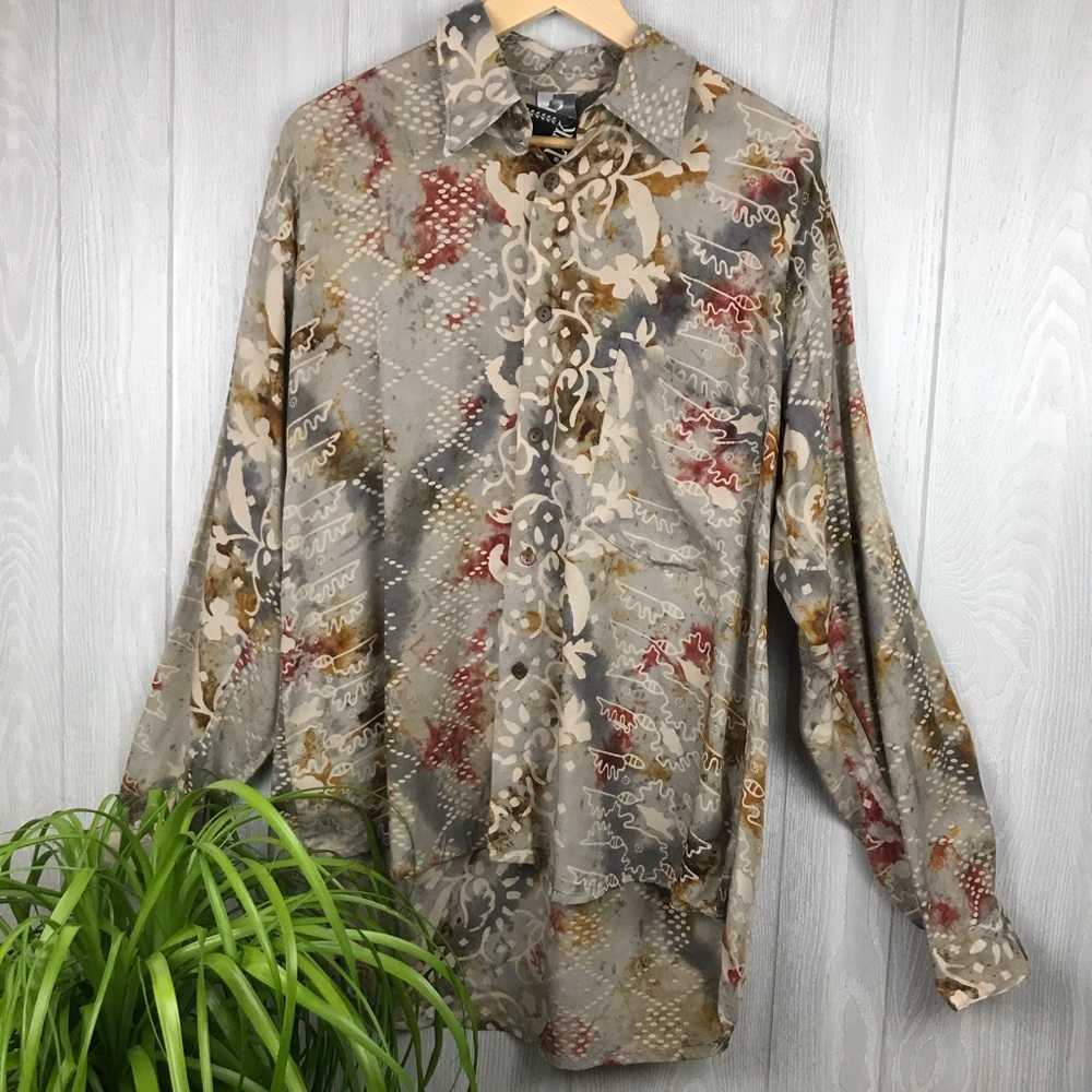 Vintage Button Down Casual Shirt Collared Long Sleeve 90’s Old Stock Unique